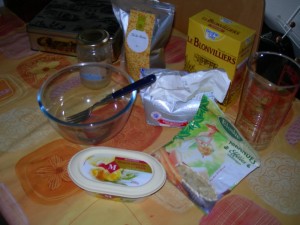 Ingrédients pour préparer des tuiles aux amandes et au thé des moines